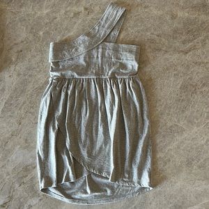 Asymmetrical Dress - One shoulder Dress - Gray T-shirt Dress - Sun Dress - Small